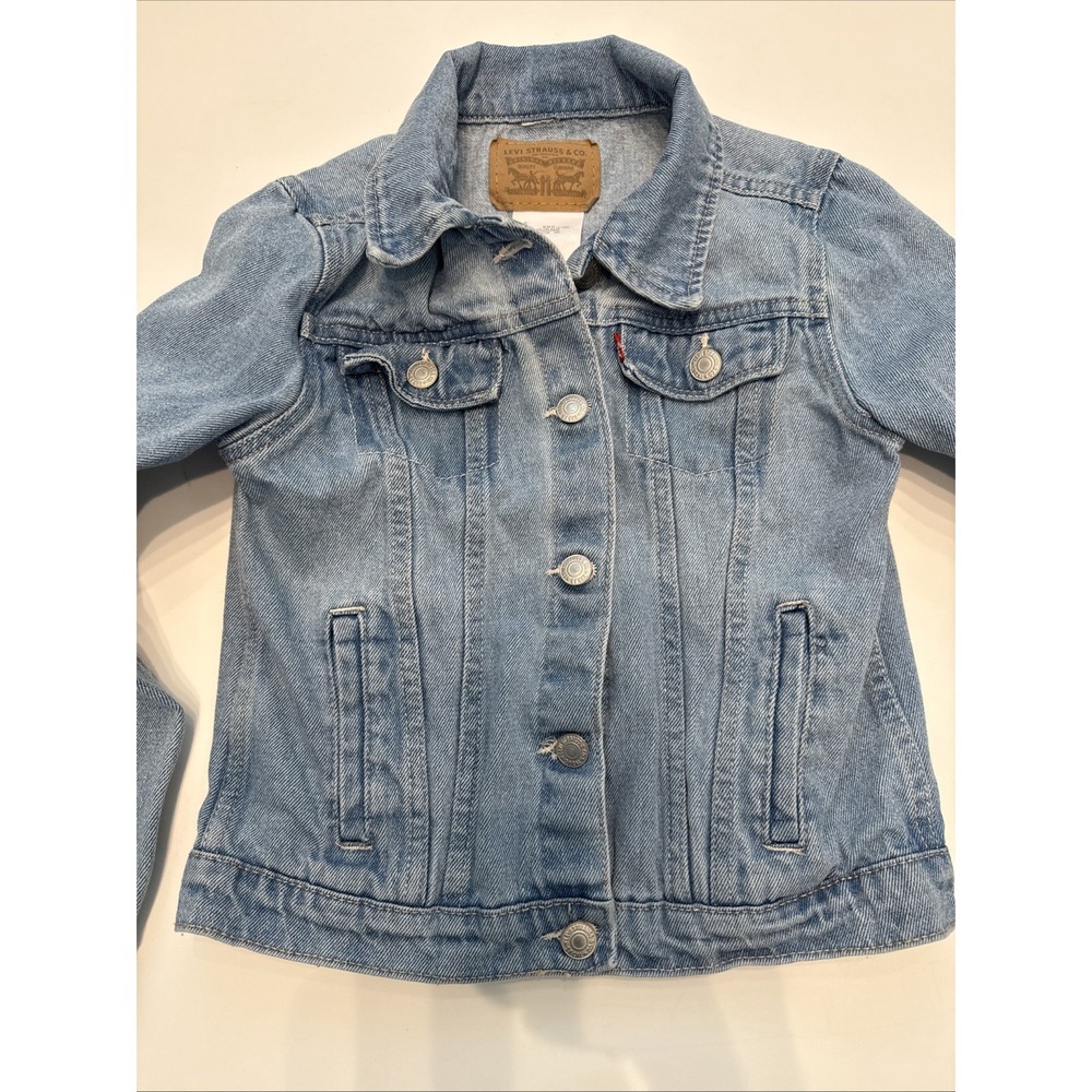 Levi's Denim Jacket Kids Size Medium Blue Good Repaired Trucker Jacket - Picture 15 of 16